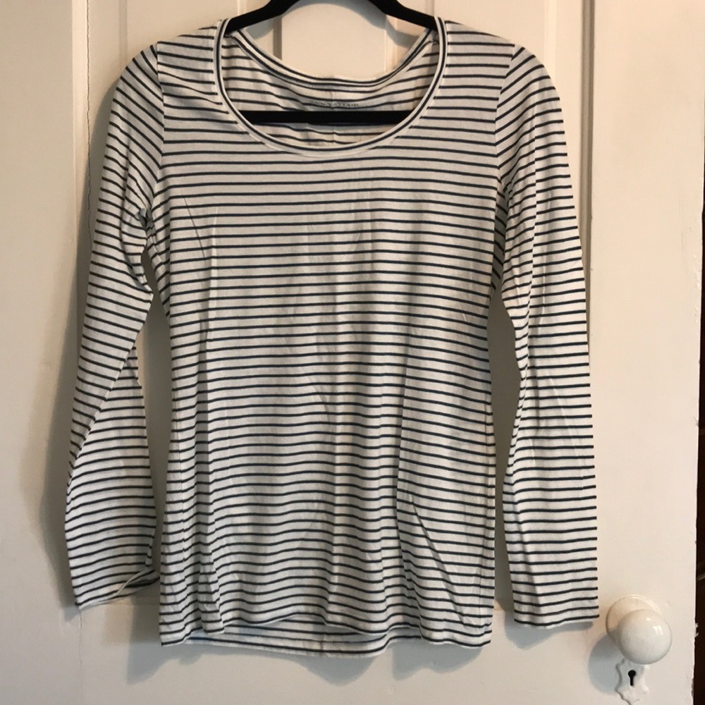 Green and white striped long sleeve shirt
